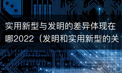 实用新型与发明的差异体现在哪2022（发明和实用新型的关系）