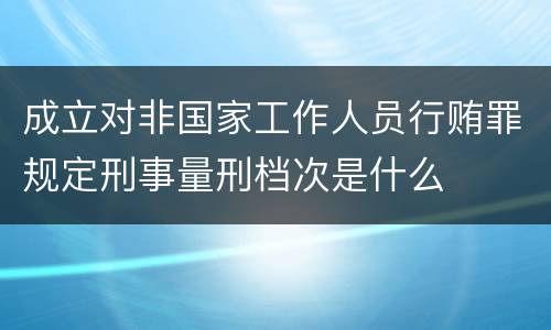 成立对非国家工作人员行贿罪规定刑事量刑档次是什么