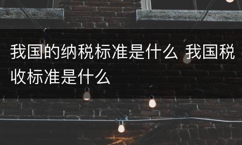 我国的纳税标准是什么 我国税收标准是什么