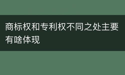 商标权和专利权不同之处主要有啥体现