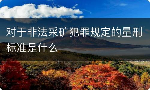 对于非法采矿犯罪规定的量刑标准是什么