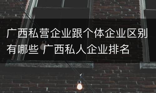 广西私营企业跟个体企业区别有哪些 广西私人企业排名