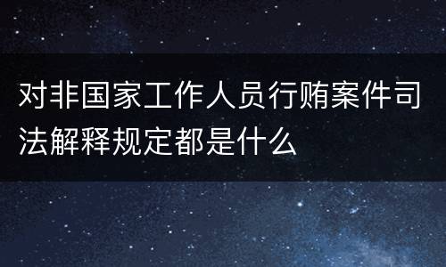 对非国家工作人员行贿案件司法解释规定都是什么