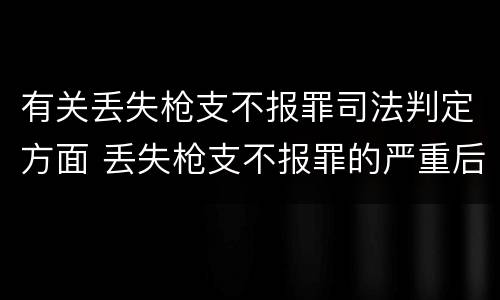 有关丢失枪支不报罪司法判定方面 丢失枪支不报罪的严重后果
