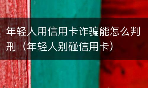 年轻人用信用卡诈骗能怎么判刑（年轻人别碰信用卡）