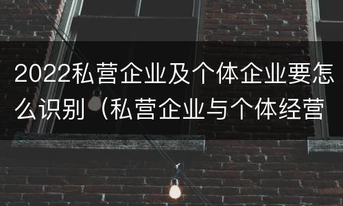 2022私营企业及个体企业要怎么识别（私营企业与个体经营企业的区别）