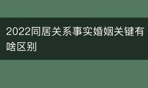 2022同居关系事实婚姻关键有啥区别