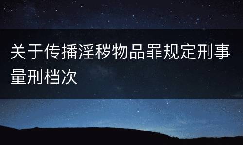 关于传播淫秽物品罪规定刑事量刑档次