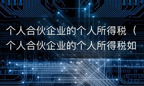 个人合伙企业的个人所得税（个人合伙企业的个人所得税如何核定）