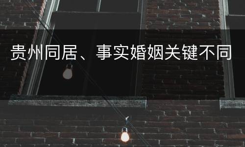 贵州同居、事实婚姻关键不同