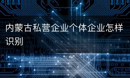 内蒙古私营企业个体企业怎样识别