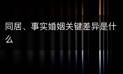 同居、事实婚姻关键差异是什么