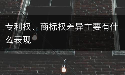 专利权、商标权差异主要有什么表现