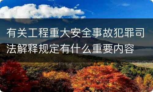 有关工程重大安全事故犯罪司法解释规定有什么重要内容