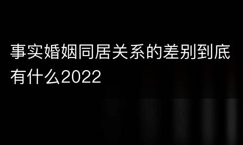 事实婚姻同居关系的差别到底有什么2022