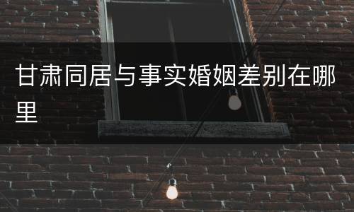 甘肃同居与事实婚姻差别在哪里