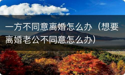 一方不同意离婚怎么办（想要离婚老公不同意怎么办）