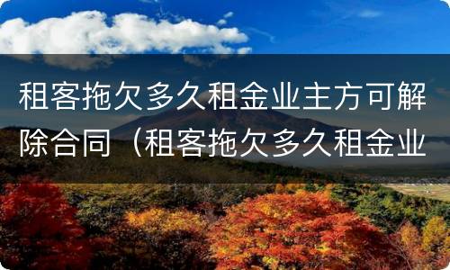 租客拖欠多久租金业主方可解除合同（租客拖欠多久租金业主方可解除合同赔偿）