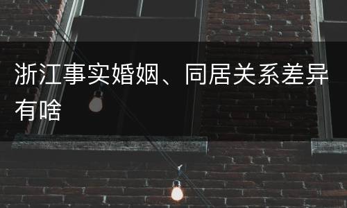 浙江事实婚姻、同居关系差异有啥