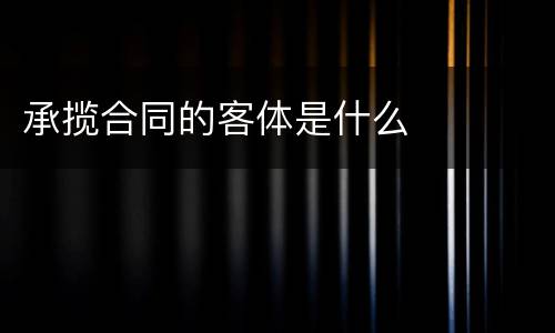 承揽合同的客体是什么