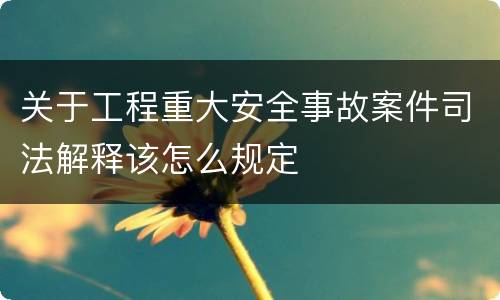 关于工程重大安全事故案件司法解释该怎么规定