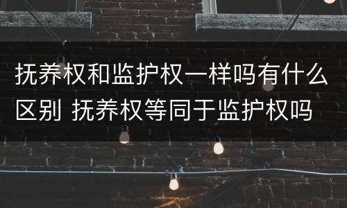 抚养权和监护权一样吗有什么区别 抚养权等同于监护权吗