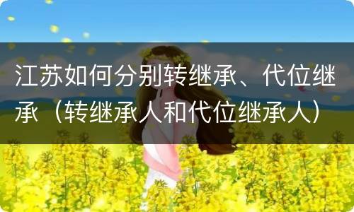 江苏如何分别转继承、代位继承（转继承人和代位继承人）