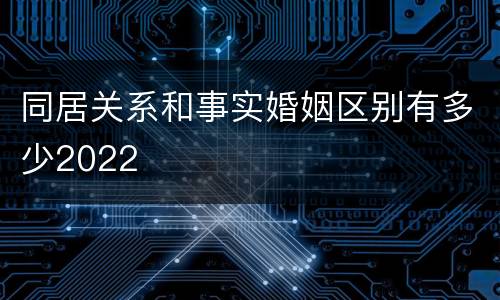 同居关系和事实婚姻区别有多少2022
