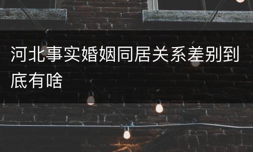 河北事实婚姻同居关系差别到底有啥