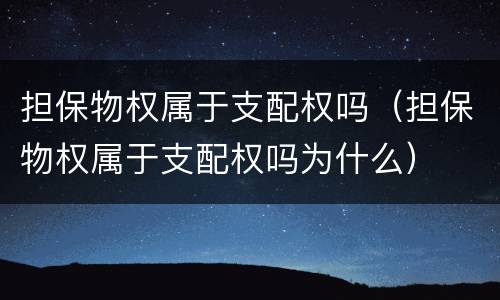担保物权属于支配权吗（担保物权属于支配权吗为什么）