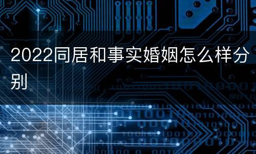 2022同居和事实婚姻怎么样分别