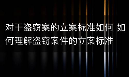 对于盗窃案的立案标准如何 如何理解盗窃案件的立案标准