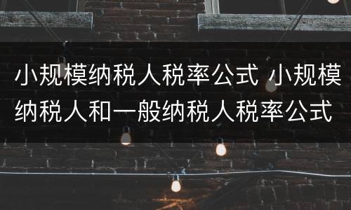 小规模纳税人税率公式 小规模纳税人和一般纳税人税率公式