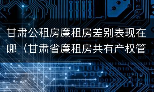 甘肃公租房廉租房差别表现在哪（甘肃省廉租房共有产权管理办法）