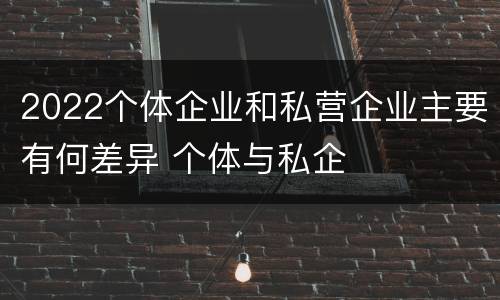 2022个体企业和私营企业主要有何差异 个体与私企