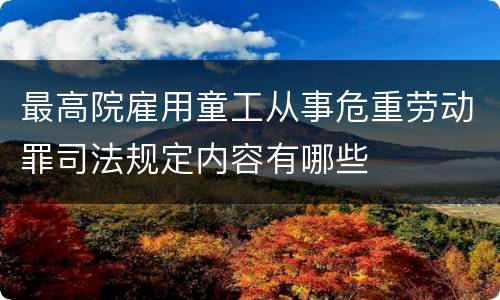 最高院雇用童工从事危重劳动罪司法规定内容有哪些