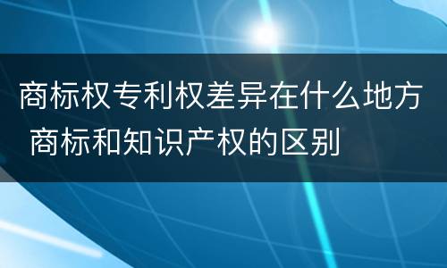 商标权专利权差异在什么地方 商标和知识产权的区别