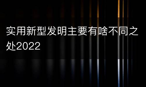 实用新型发明主要有啥不同之处2022