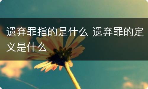 遗弃罪指的是什么 遗弃罪的定义是什么