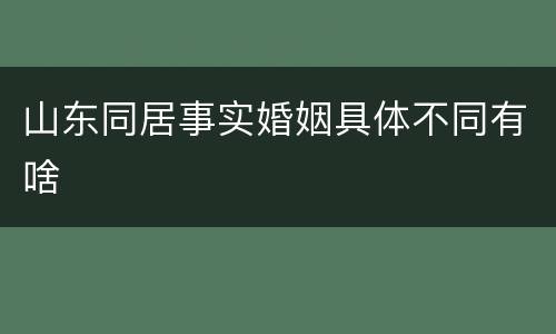 山东同居事实婚姻具体不同有啥