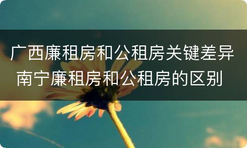 广西廉租房和公租房关键差异 南宁廉租房和公租房的区别