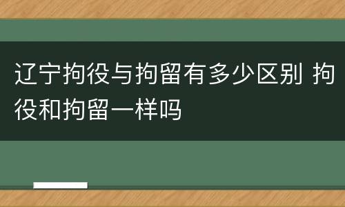 辽宁拘役与拘留有多少区别 拘役和拘留一样吗