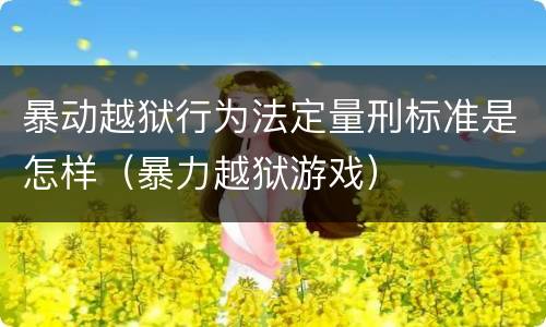 暴动越狱行为法定量刑标准是怎样（暴力越狱游戏）