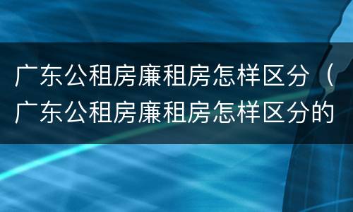 广东公租房廉租房怎样区分（广东公租房廉租房怎样区分的）