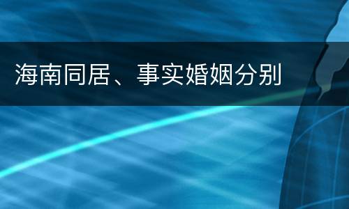 海南同居、事实婚姻分别