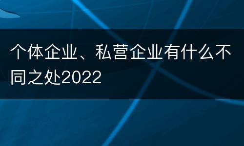 个体企业、私营企业有什么不同之处2022