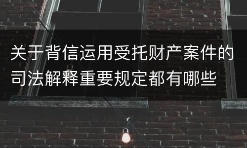 关于背信运用受托财产案件的司法解释重要规定都有哪些