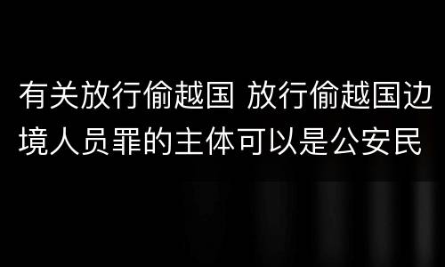 有关放行偷越国 放行偷越国边境人员罪的主体可以是公安民警吗
