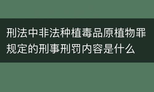 刑法中非法种植毒品原植物罪规定的刑事刑罚内容是什么