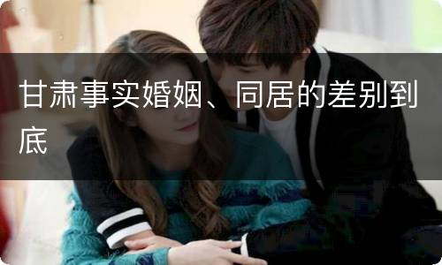 甘肃事实婚姻、同居的差别到底